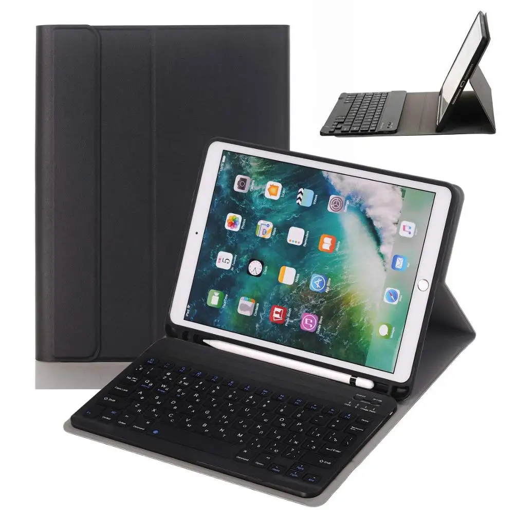 Клавиатура с русской раскладкой для iPad 6 го поколения 9 7 2018 чехол держателем