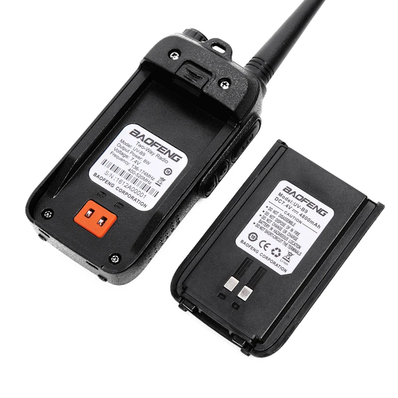 Baofeng UV B9 иди и болтай Walkie Talkie 8 Вт Высокое Мощность DC7.4V 4800 мА/ч литий ионный
