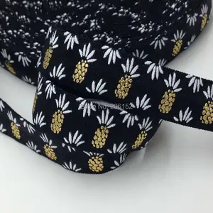 Высококачественная Черная ананасовая Золотая фольга, складывающаяся эластичная лента 58 дюйма с ананасом для рукоделия, аксессуары для волос, 10 ярдовпартия
