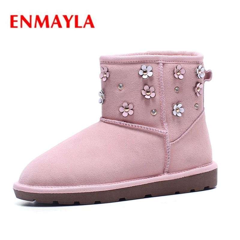 

ENMAYLA Round Toe Slip-On Ankle women boots 2020 shoes woman winter boots women zapatos de mujer Big size 34-43 ZYL1616