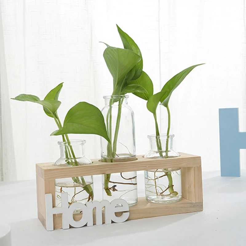 GVCD маленькая свежая прозрачная стеклянная ваза гидропоники зеленый