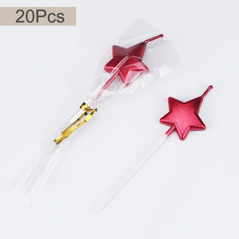 red 20Pcs 20-50 шт./компл. милые цвета: золотистый, серебристый сердце, звезда, день рождения свечи для торта свечи любовь лампы в форме свечи детский праздничный костюм поставки Свадебные украшения - Цвет: red 20Pcs