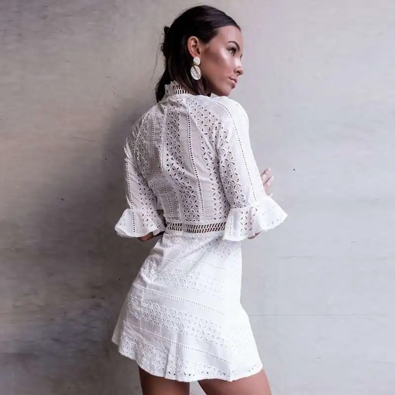 Женское прозрачное кружевное платье Future Time белое пляжное с длинными