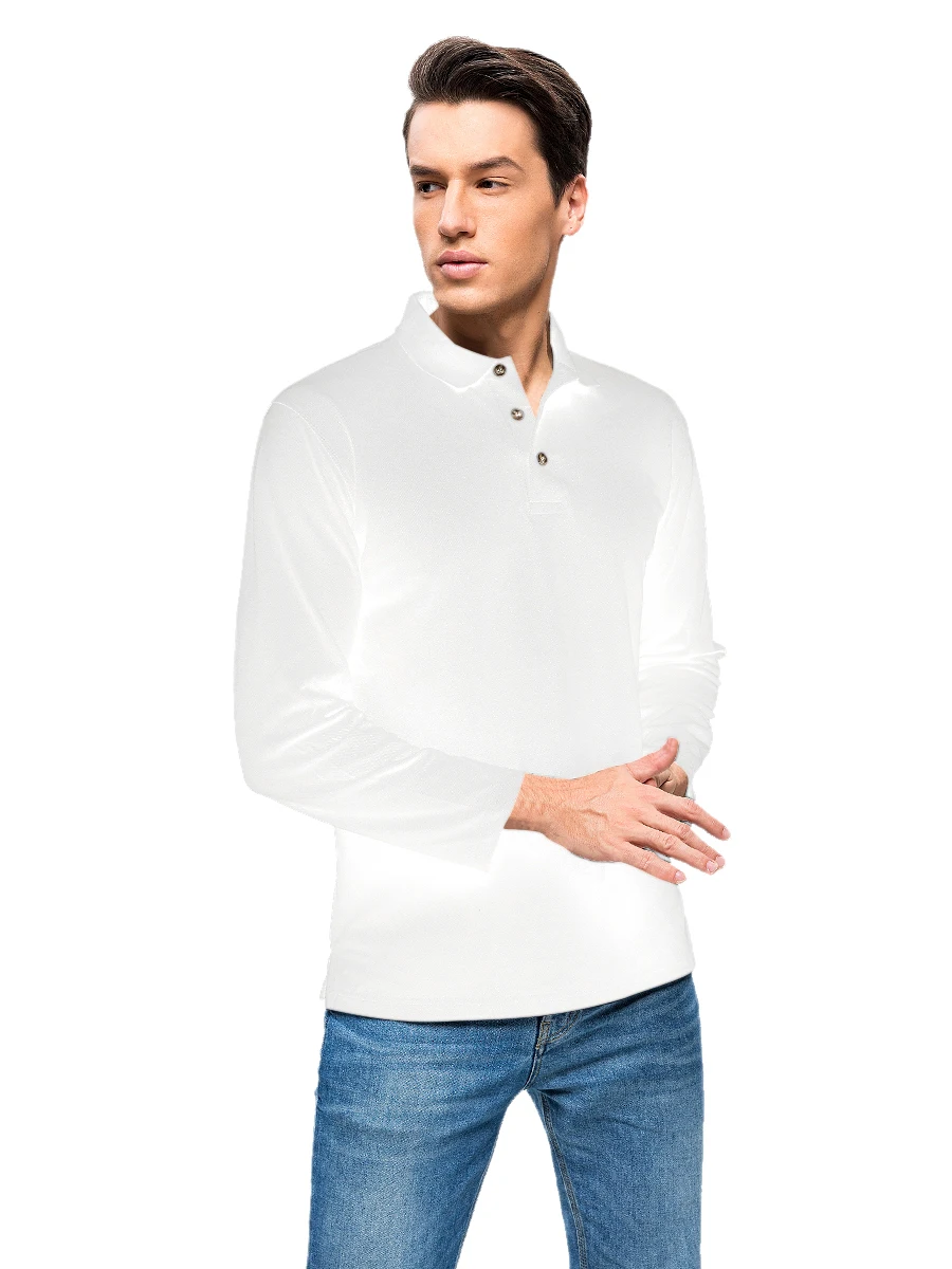 M-3XL Новая мода Для мужчин рубашки поло сплошной Цвет Slim Fit Polo с длинным рукавом