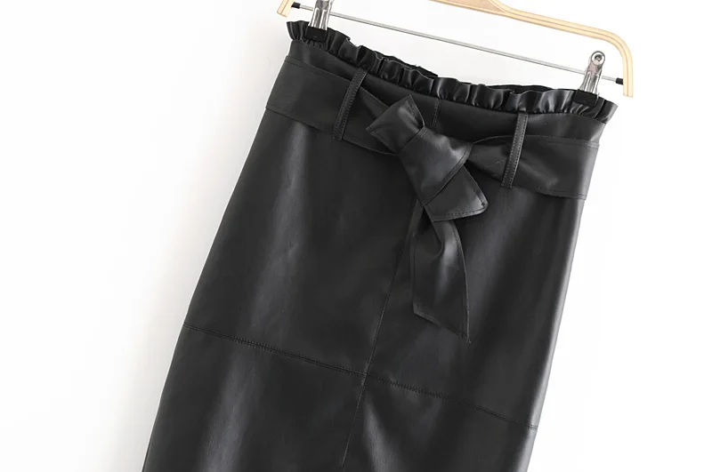 Heydress/ Осенняя винтажная юбка из искусственной кожи с бантом и поясом, с оборкой, с высокой посадкой, на молнии сзади, юбки, повседневные Faldas Mujer
