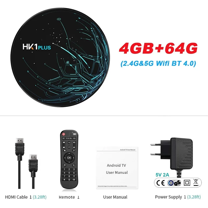 4G 64G ТВ-бокс HK1 Plus Smart Android 9,0 LPDDR3 4 Гб 64 Гб Amlogic S905X2 Dual Wifi BT4.0 H.265 4 K HK1Plus X2 4 ГБ 32 ГБ телеприставка - Цвет: 4G 64G
