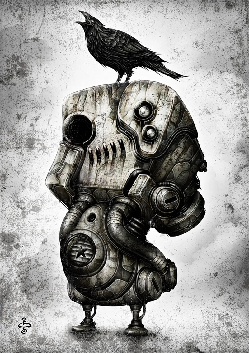 Sci-fi Летающие блюдца робот классический винтаж ретро крафт-плакат декоративный DIY