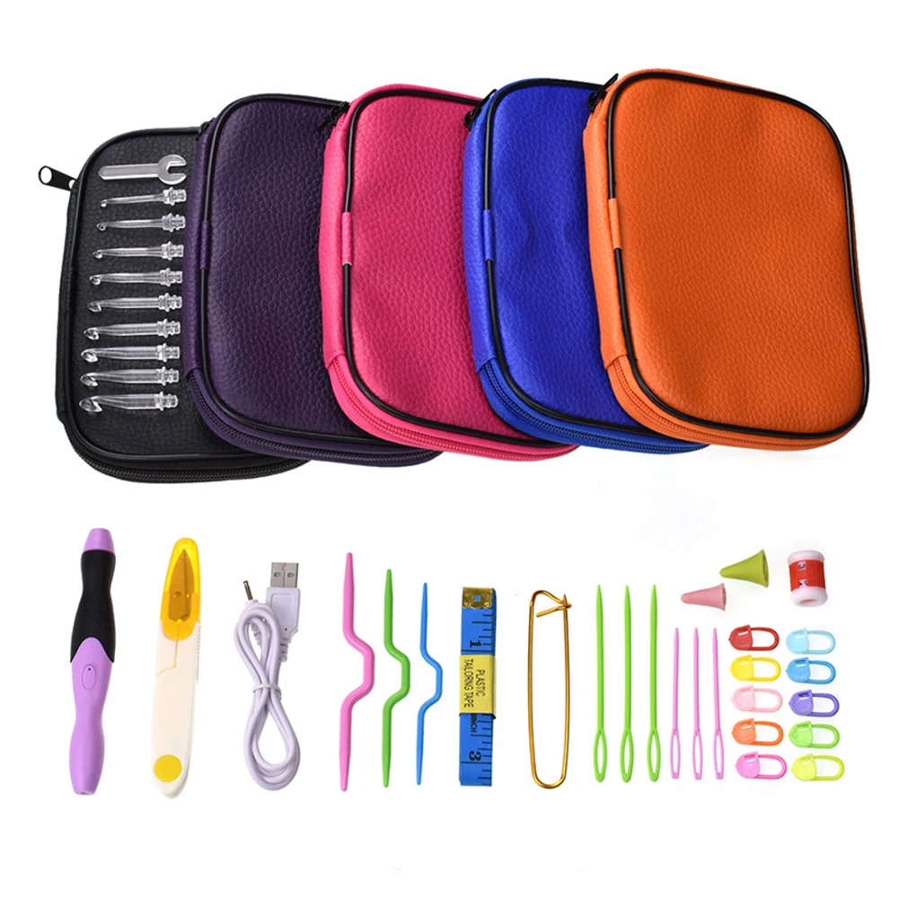 Вязальные спицы Набор крючком для дома с ножницами usb зарядка практичный