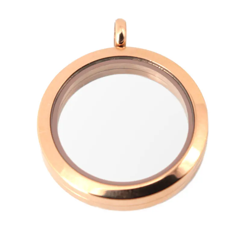 

30mm round rose gold magnet 10pcs crystal stainless steel Memory living glass locket , glass floating charms for Women