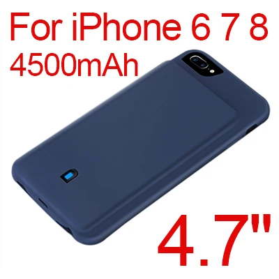 4.7inch blue Аккумулятор Чехол для iPhone 6s 6 7 8 4500 7000mAh power Bank Charing чехол для iPhone 7 8 6 6s Plus зарядное устройство задняя крышка Funda - Цвет: 4.7inch blue