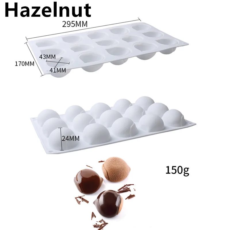15 Holes Hazelnut SHENHONG Новое поступление силиконовая форма для выпечки Форма для Мусса жаропрочная посуда для десерта Свадьба День святого Валентина Кондитерские украшения - Цвет: 15 Holes Hazelnut