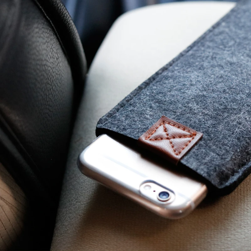 Чехол бумажник ручной работы из шерстяного войлока для iphone Xs XR/7 8 прозрачный