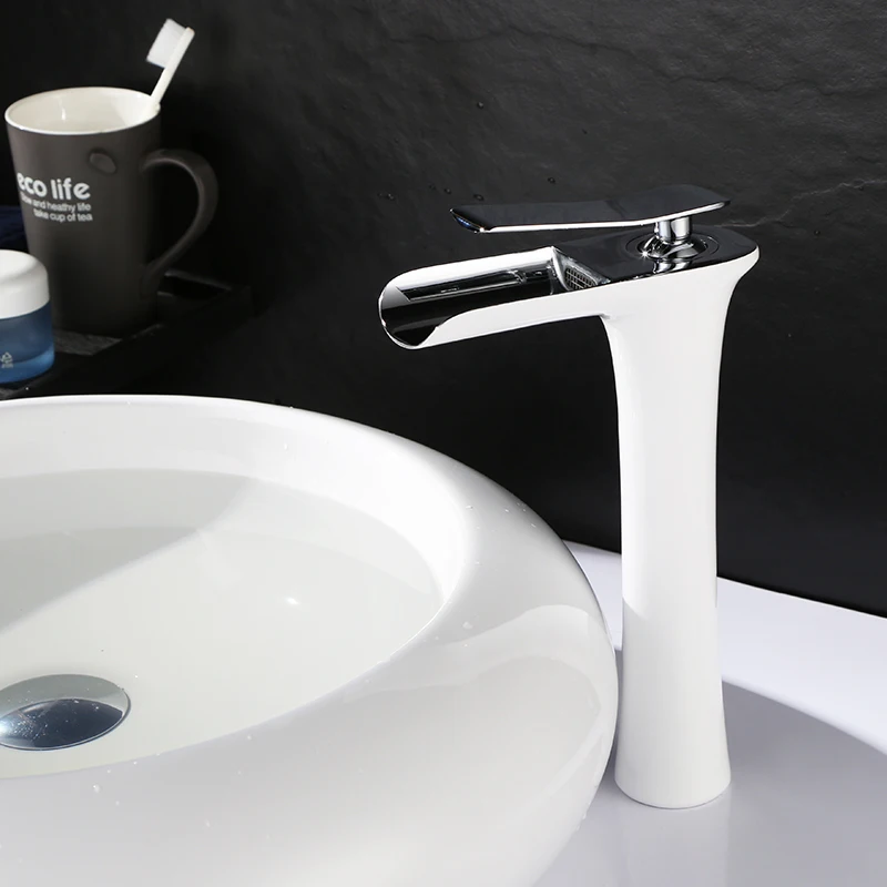 Латунный Смеситель для раковины в ванную комнату хромированный белый смеситель