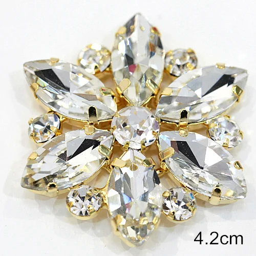 4.2cm Стразы с круглыми цветами, стразы, стразы, аппликации с золотым низом, с плоской задней стороной, блестки, стразы, свадебное платье B3426 - Цвет: 4.2cm