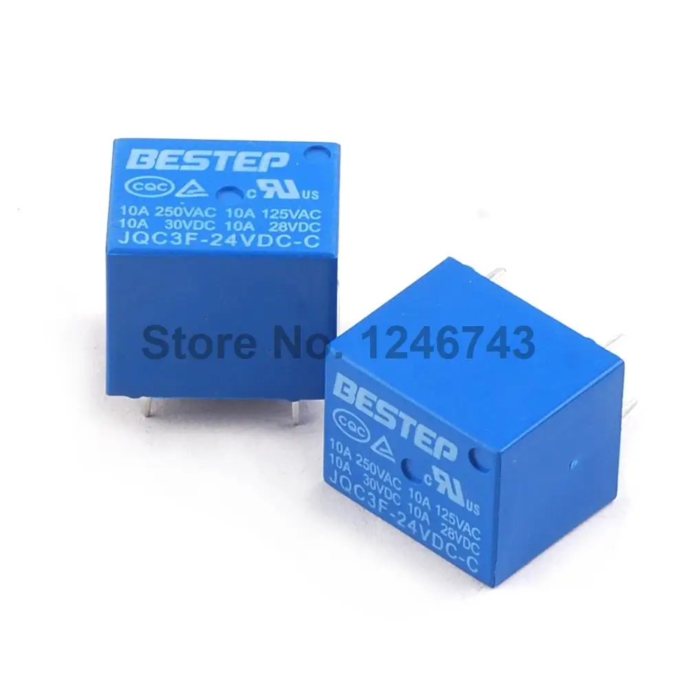 

5PCS BESTEP T73 24V Relay Blue JQC3F-24VDC-C