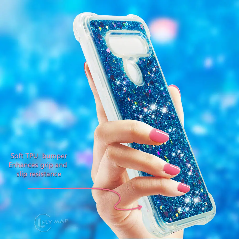 Glitter Stars Cover for LG V40 ThinQ LGV40 V405QA LM-V405QA LMV405QA V405TA LM-V405TA V405UA Liquid Quicksand Soft TPU Back Case |