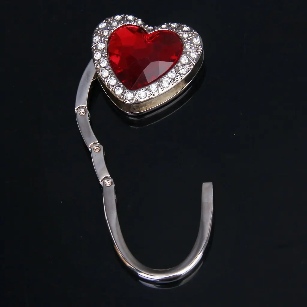 Горячая Распродажа вязаная крючком Опора de Sac a Main Pliant en Forme Coeur Rouge avec Decoration