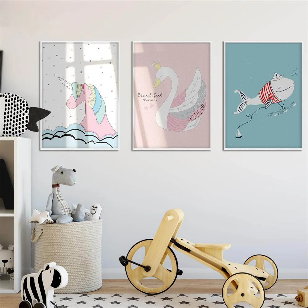 Настенный плакат с изображением лебедя единорога Кита|minimalist paintings|canvas printswall art