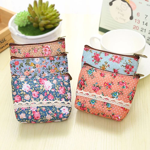 Women Flower Printed Wallet Card Holder Coin Purse Portable Mini Zipper Bag | Багаж и сумки