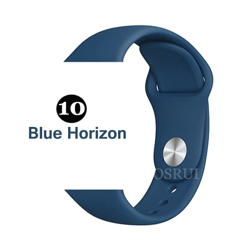 10-Blue Horizon Ремешок для apple watch correa 42 мм 38 мм iwatch серия 44 мм 40 мм 5 4 3 спортивный силиконовый браслет аксессуары для apple watch - Цвет ремешка: 10-Blue Horizon