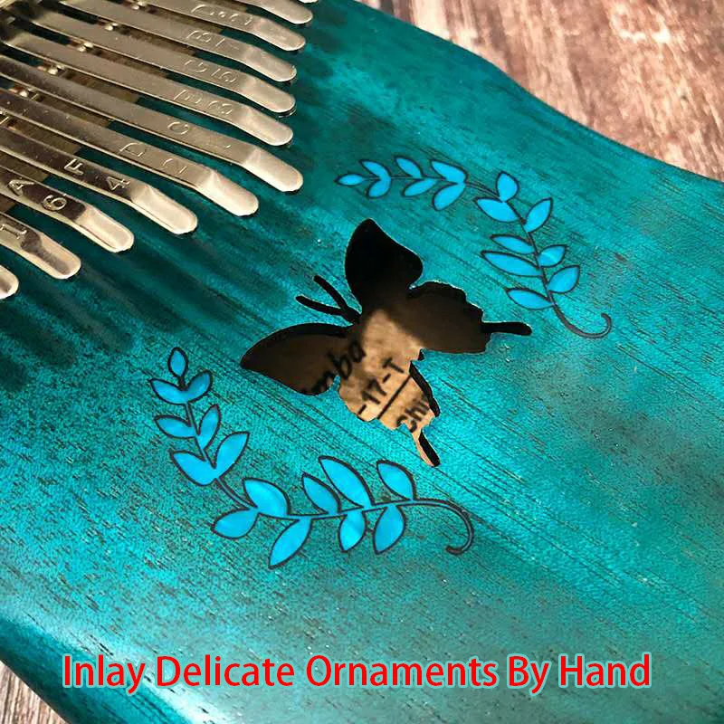 Акустическая клавиатура Kalimba 17 клавиш с синей бабочкой набором