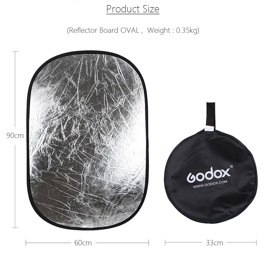 GODOX 2 в 1 60x90 см портативный складсветильник Овальный светоотражатель для
