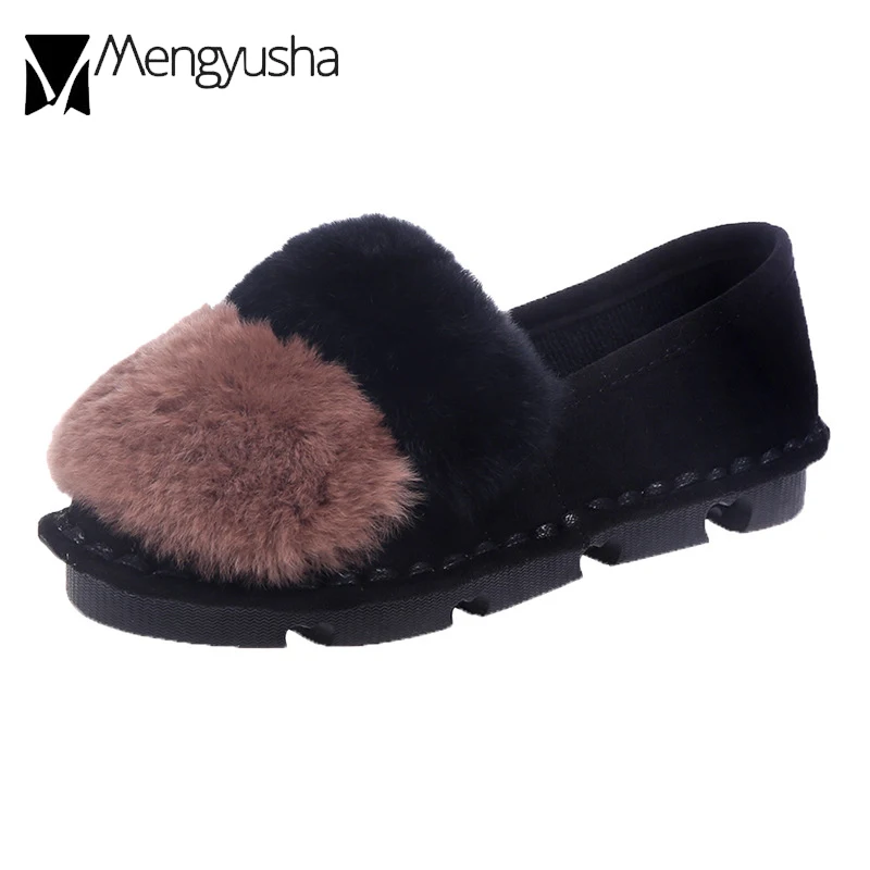 2019 Новый Chaussures femme натуральная волос мокасины ручной работы вшитым мехом обувь