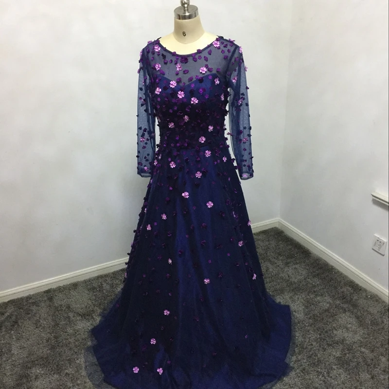 New Arrival Long sleeve Evening dress 2021 Robe de soiree abendkleider abiye gown Formal Hand flower | Свадьбы и торжества