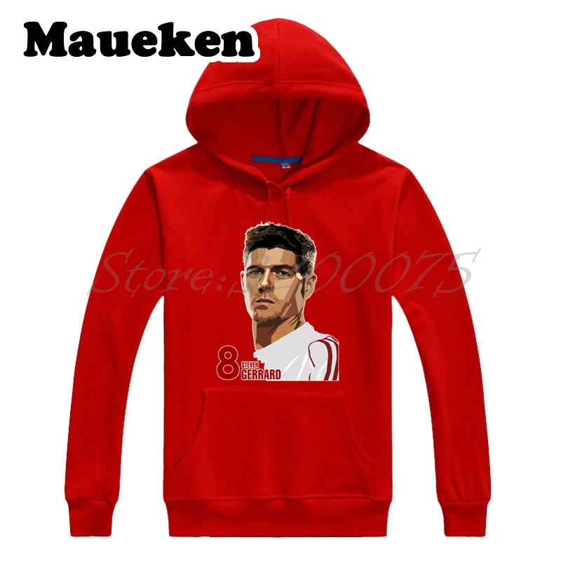 Мужские толстовки с капюшоном Steven Gerrard Legend 8 Captain свитшоты толстые на шнуровке для