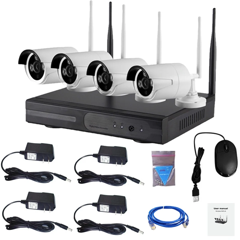 720 P CCTV 4CH Беспроводной Wi Fi NVR комплект 4 канала Регистраторы P2P ONVIF