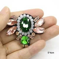 1pc green bee patch 3d handmade rhinestone beaded patches for clothing diy sew on parches embroidery applique parches animials