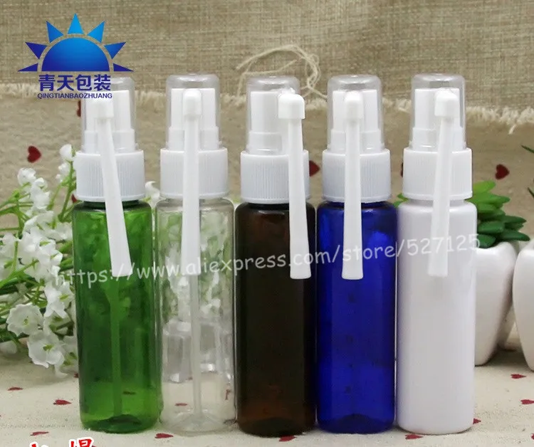 Флакон для образцов ПЭТ красивых цветов 30 мл с белым пластиковым распылителем