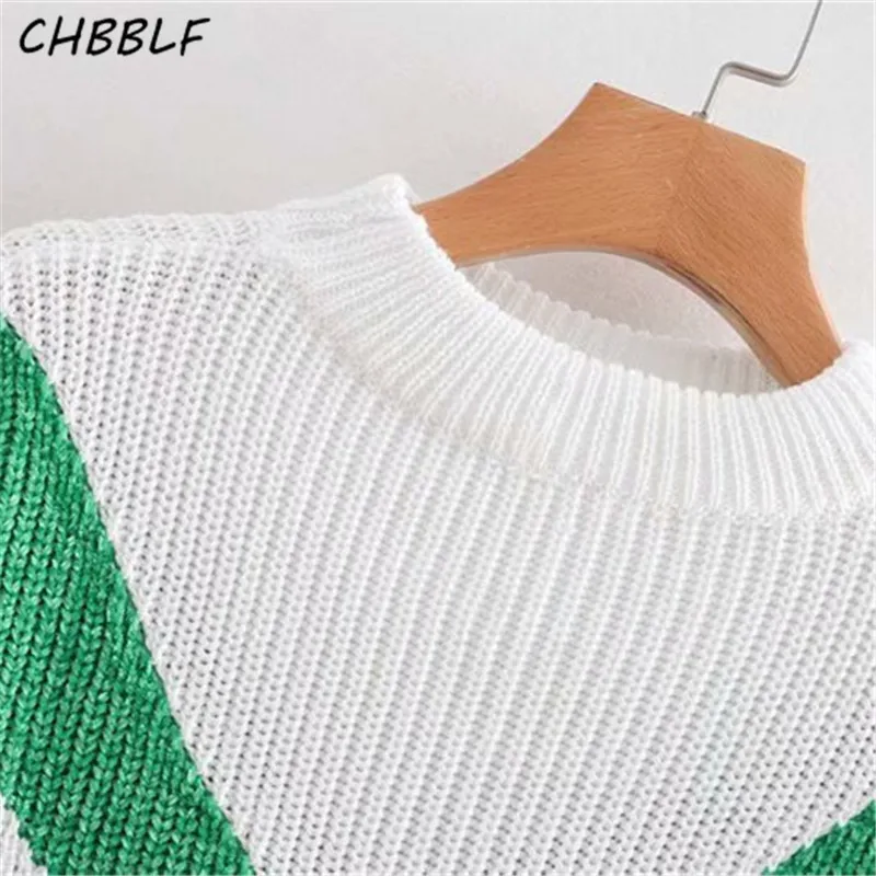 CHBBLF women elegant loose striped sweater long sleeve autumn pullovers female casual chic tops O8817 | Женская одежда