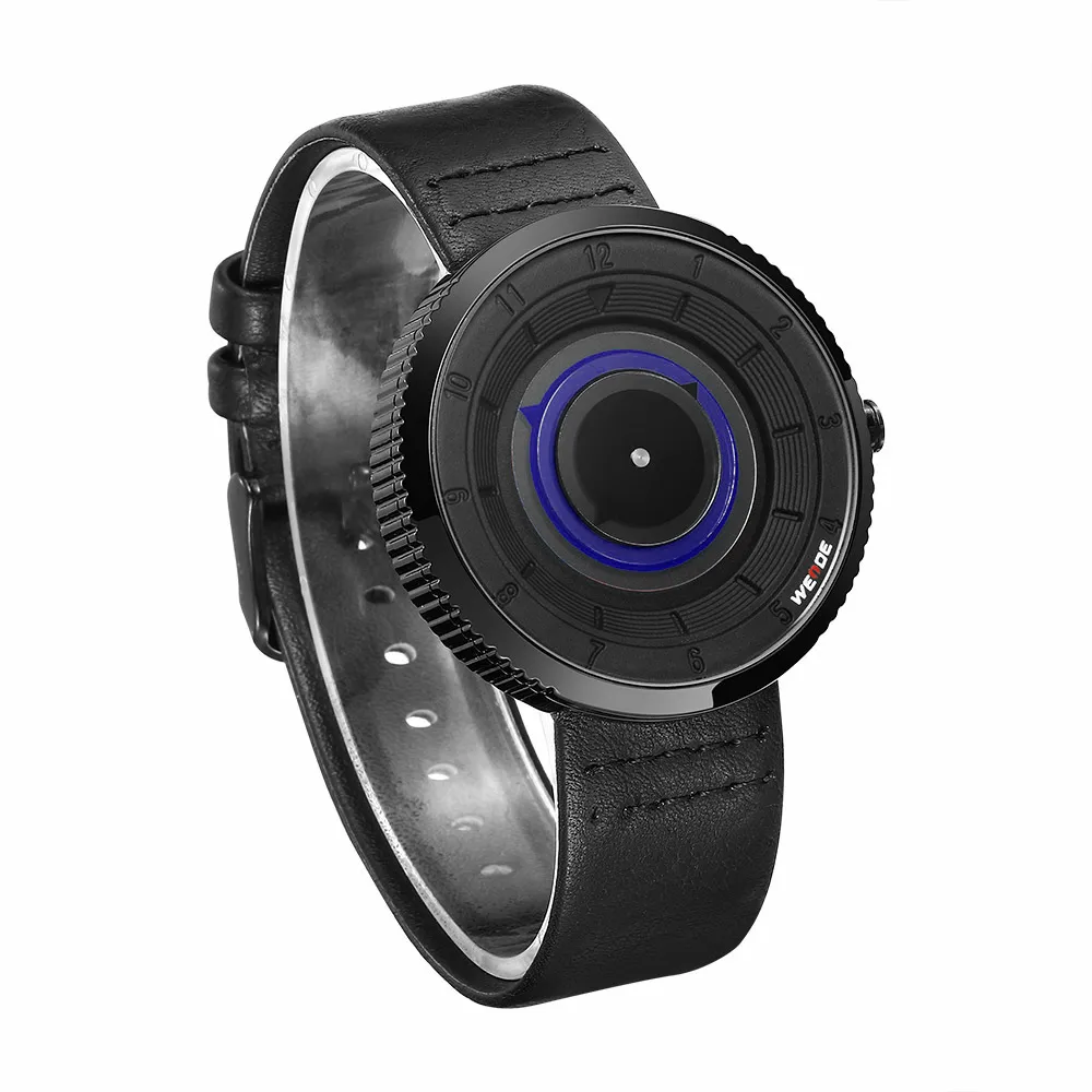 WEIDE Новые кожаные для мужчин s часы Роскошные брендовые водостойкие кварцевые Box
