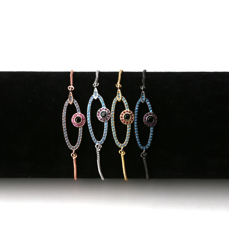 1 шт. модный браслет с кубическим цирконием и изображением сглаза цвета розового