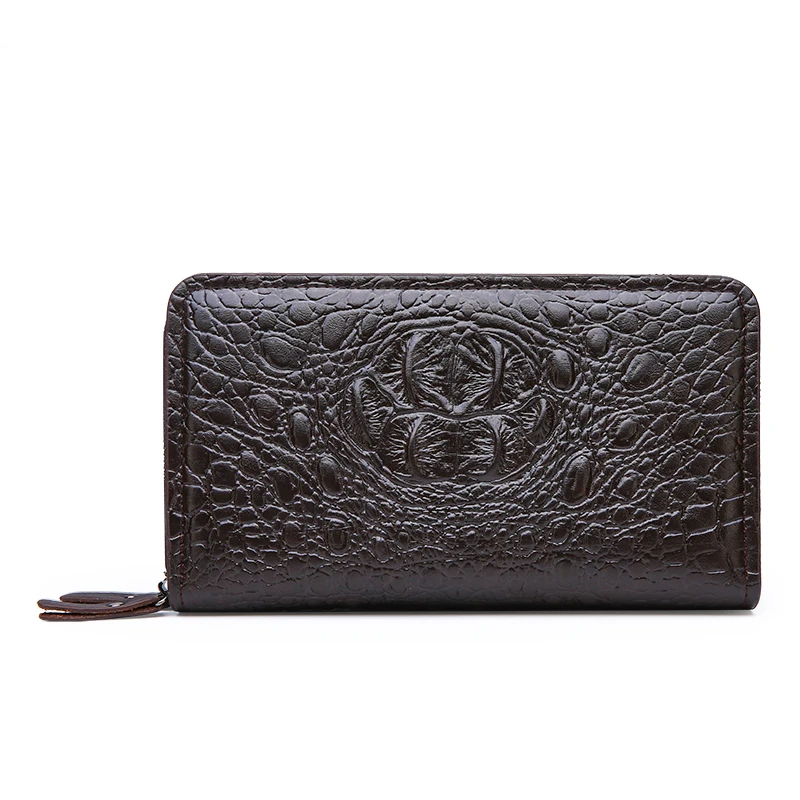 Мужские кошельки с карманом для монет, Длинный кошелек на молнии для мужчин, клатч, деловой мужской кошелек, двойная молния, винтажный большой кошелек, кошелек - Цвет: drak drown