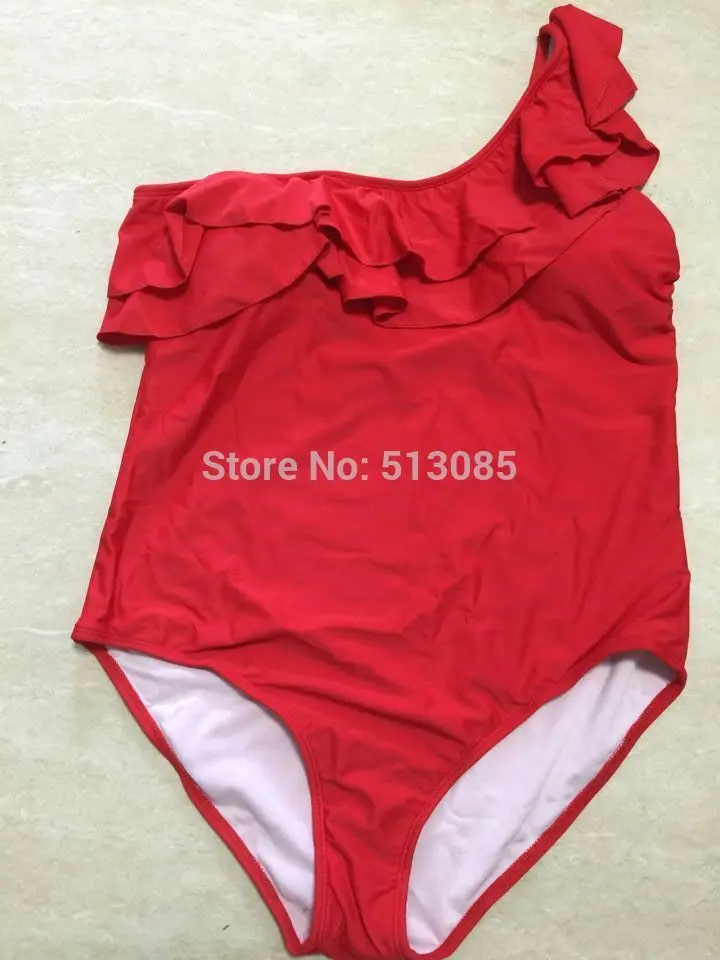 Женский слитный купальник размера плюс купальный костюм на одно плечо с оборками