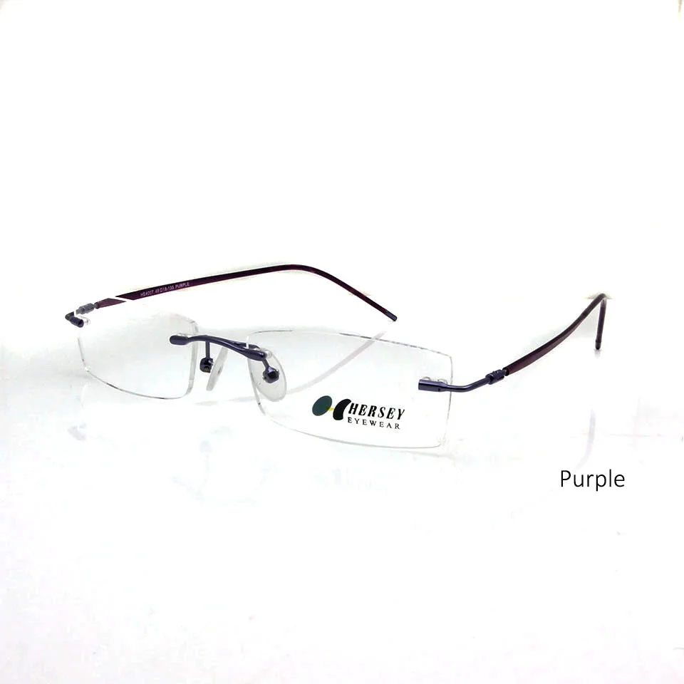Purple SORBERN 5 цветов квадратный сплав очки без оправы для женщин и мужчин легкие оптические очки по рецепту линзы деловые очки - Цвет оправы: Purple