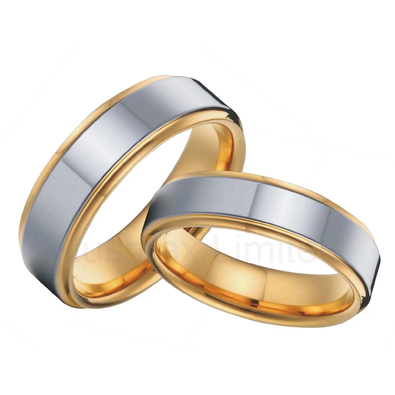 Набор обручальных колец из карбида вольфрама золотого цвета для влюбленных