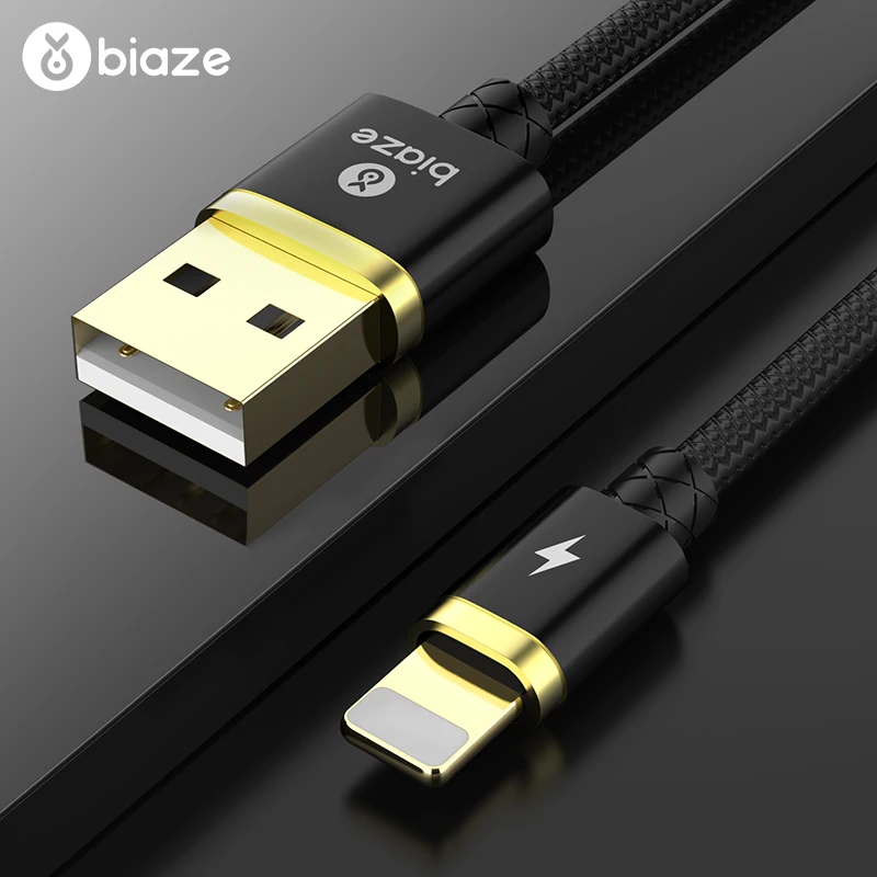 USB кабель Biaze 1,2 м для iPhone X XS MAX XR 8 7 6 5 6s S plus, кабель для быстрой зарядки, зарядное устройство для мобильного телефона, usb-кабель для передачи данных - Цвет: Черный