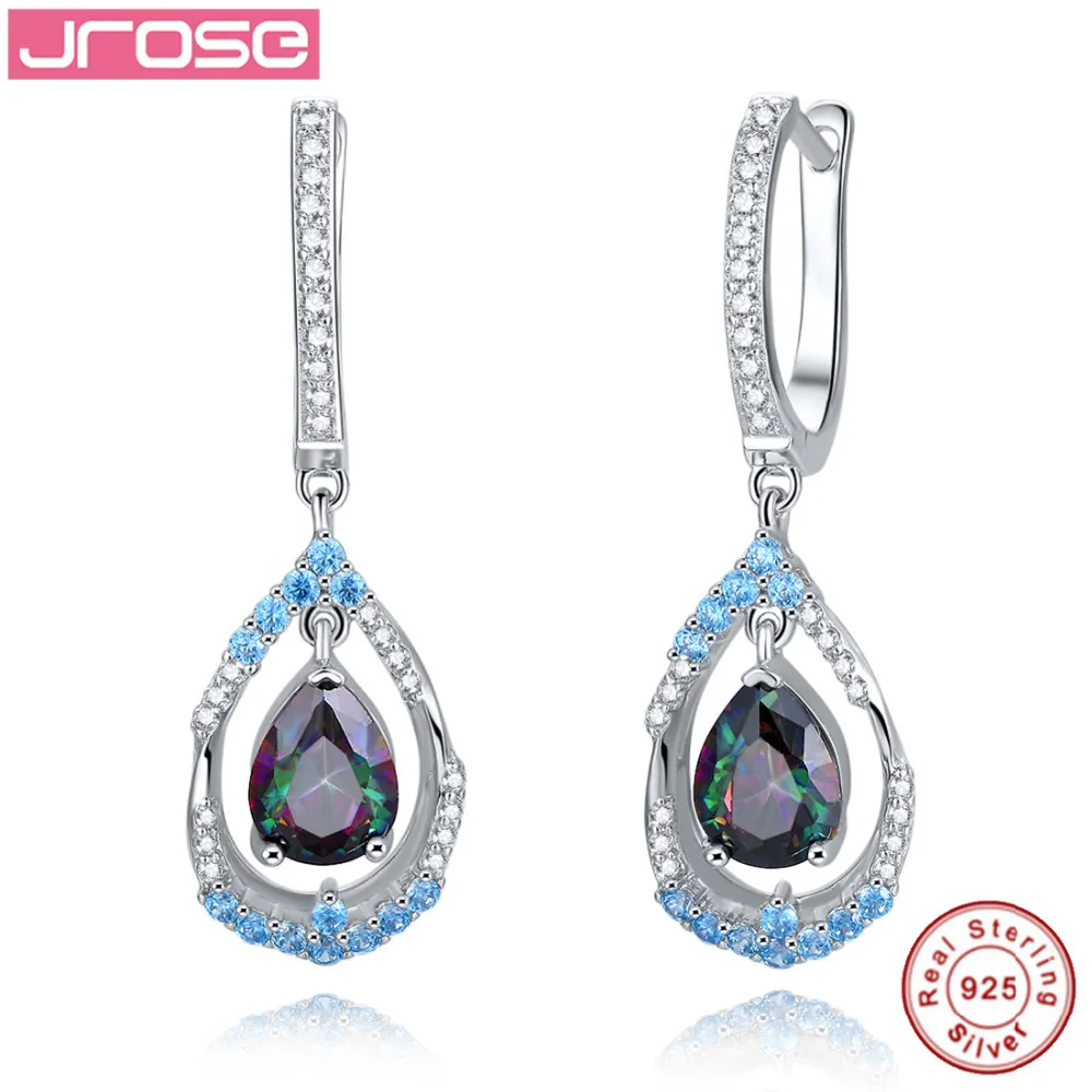 Jrose красочные CZ Твердые Серебро 925 пробы белые женские Серьги Праздничный Подарок