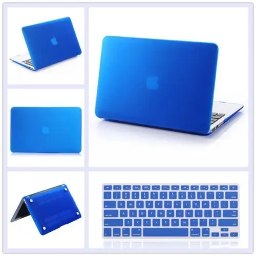 2в1 прозрачный/матовый защитный чехол для Macbook Air 13,3 11,6 15,4+ силиконовый чехол для клавиатуры 11 13 15 с сенсорной панелью - Цвет: matte dark blue