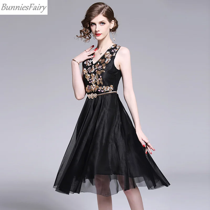 BunniesFairy/2019 летнее женское платье принцессы с цветочной вышивкой и бисером