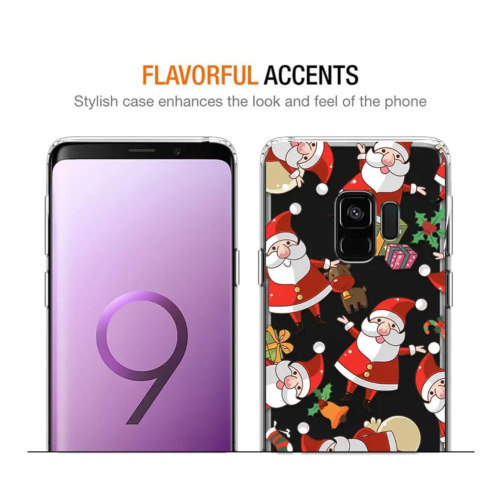 Santa Reindeer Christmas Patterned Clear Slim Soft Case Cover For Samsung S9 S8 S7 Edge Note 9 8 Plus TPU Phone Coque |