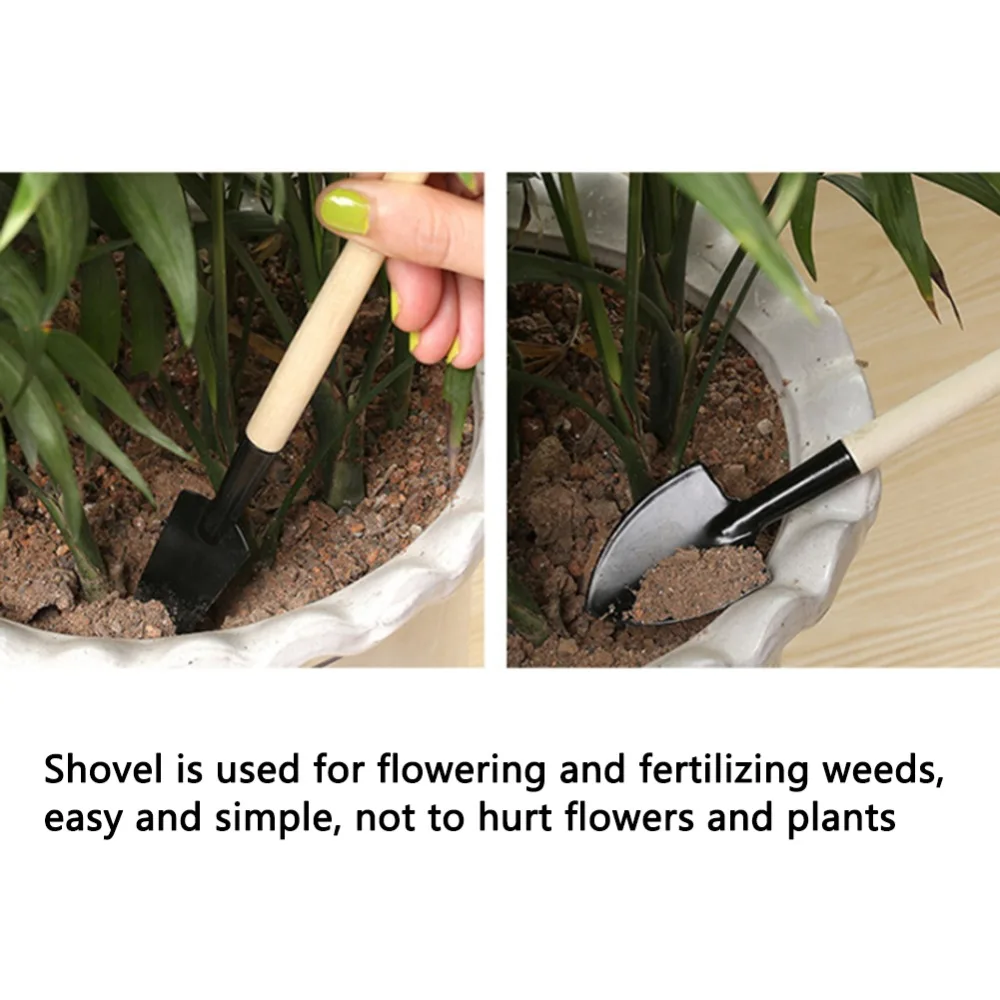 

3Pcs Multi-function Garden Hand Trowel Shovel Spade Digging Gardening Tool with Wooden Handle