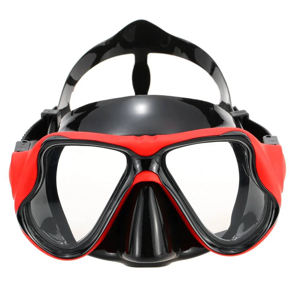 Красный Женщин трубка маска Закаленное стекло две линзы дайвинг macka