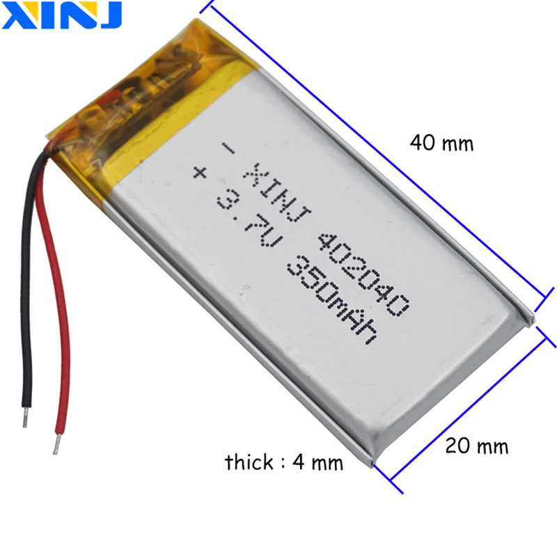 XINJ 10 шт. 3 7 в 350 мАч литий-полимерный аккумулятор элемент 402040 для gps Sat Nav MP3 камеры