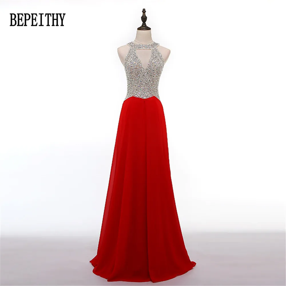 

BEPEITHY 2022 New Arrival Sexy O-neck Chiffon Long Wine Red Evening Dress Custom Made Vestido De Festa Vintage Prom Gown