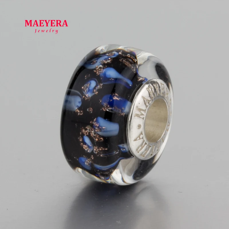 MAEYERA ювелирные изделия настоящее S925 ядро лампворк бусины пески синий горошек