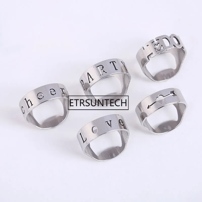 

Открывалка для пивных бутылок в форме кольца, креативная открывалка для пальца из нержавеющей стали, стиль «Love I Do Party Cheer»